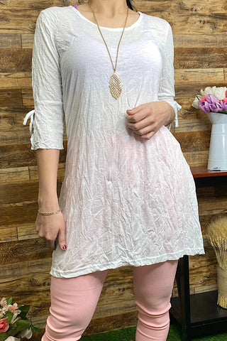 DR30S-WHITE crinkle knit dress