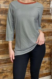 BQ6262 Striped 3/4 sleeve top