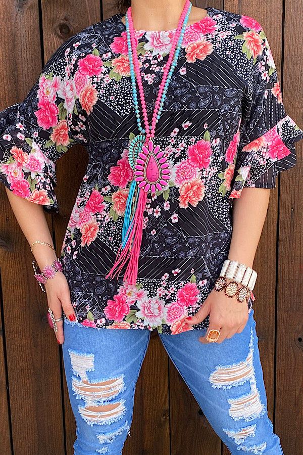 XCH13016 Floral blouse