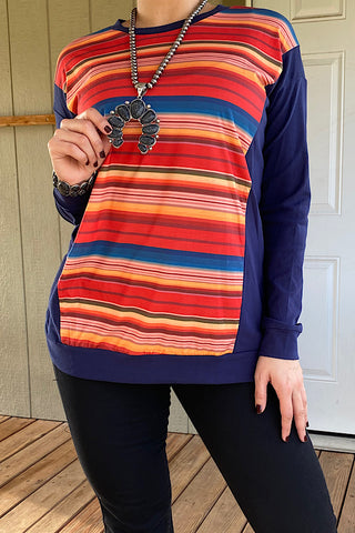 BQ8211 Multi-color serape pullover