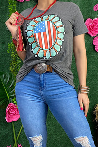 DLH11008 Grey t-shirt w/USA Jewel print