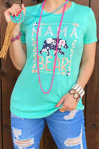 DLH9254 MAMA BEAR Tiffany blue printed t-shirt