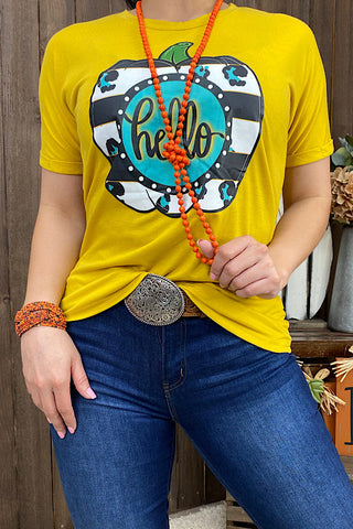 DLH9900 HELLO Pumpkin printed short sleeve t-shirt