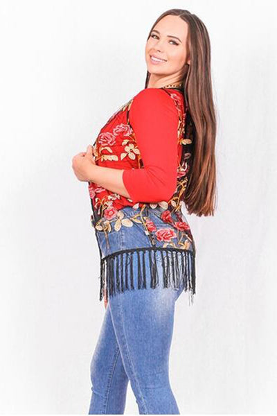 FW4187 Embroidery duster with fringe