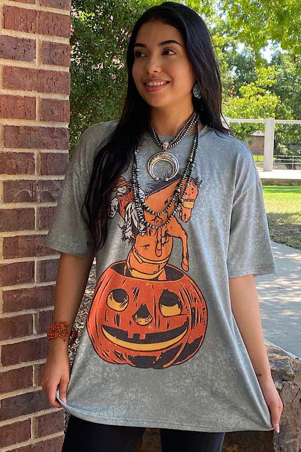 XCH13662 PUMPKIN COWBOY SHORT SLEEVE TEE