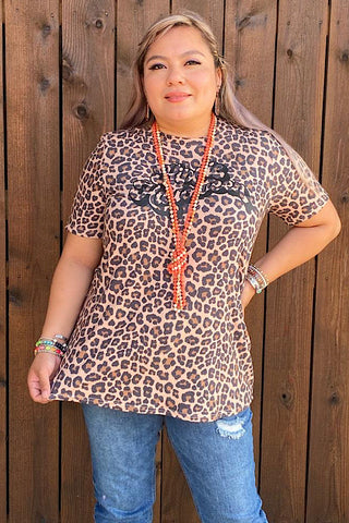 DLH10083 HIPPIE HALLOWEEN Leopard printed t-shirt