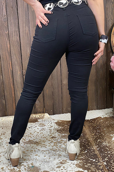 J210 Solid black skinny jeans