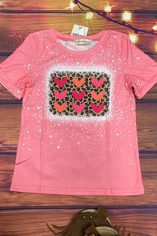 XCH14646 Mom and me style Women hearts printed short sleeve top