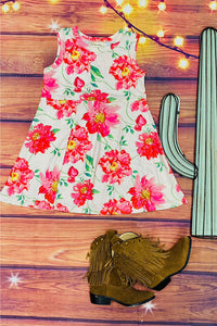 XCH0888-25H Kids floral printed sleeveless girls dress