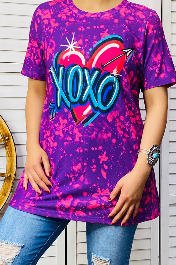 XCH14471 XOXO,PURPLE TIE DYE WOMEN TOP