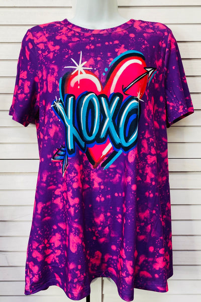 XCH14471 XOXO,PURPLE TIE DYE WOMEN TOP