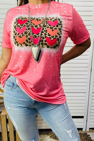 XCH14646 Mom and me style Women hearts printed short sleeve top