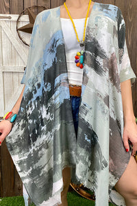 YZ213167 Charcoal printed kimono