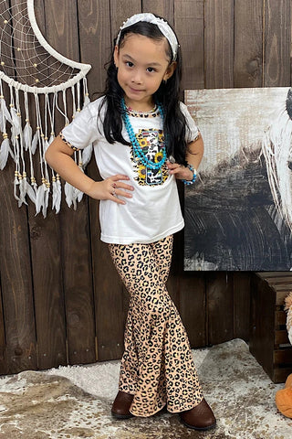 Serape cross leopard printed girls set for boutique