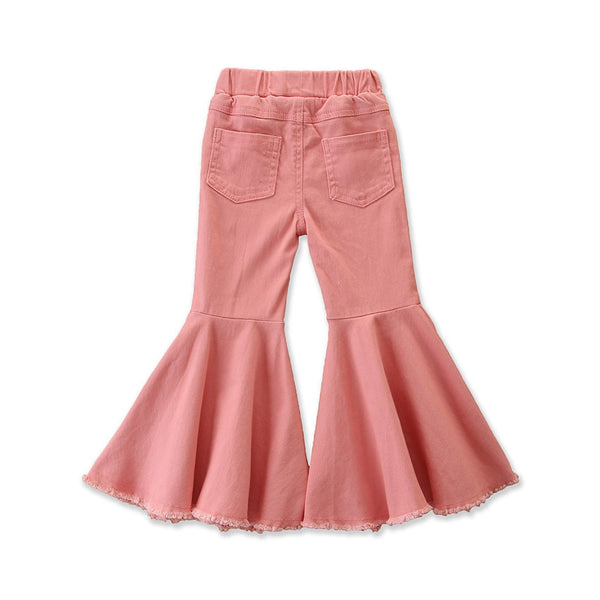 Boutique girls ruffle jeans girls ripped flared pants